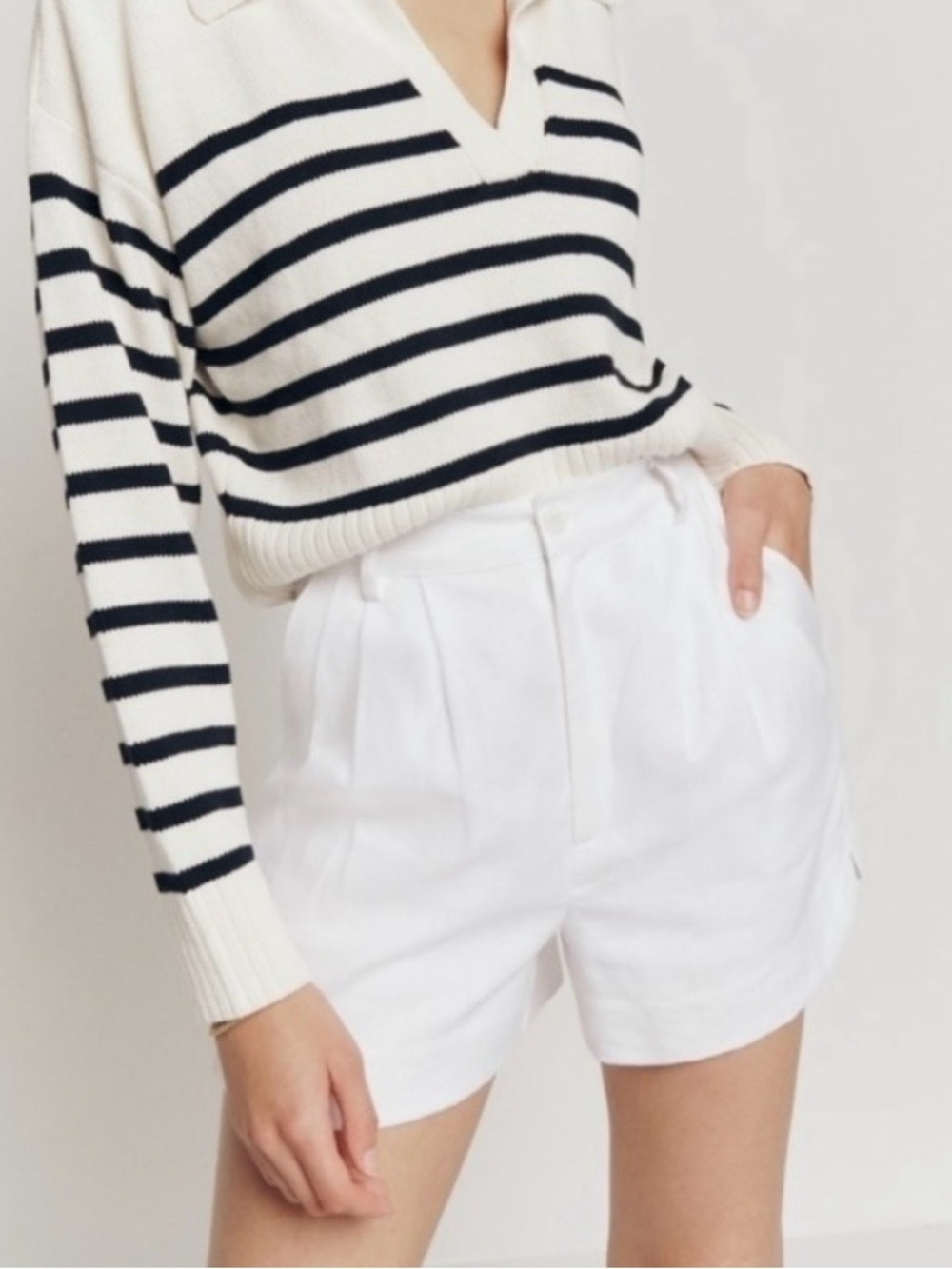 Reformation Beaux Linen Short White - Size 6